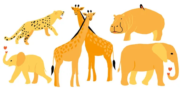 非洲动物的几何图形向量集 — 图库矢量图片
