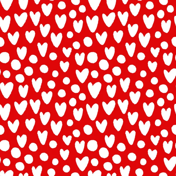 Vector seamless background for valentines day with hearts and circles — Stock vektor