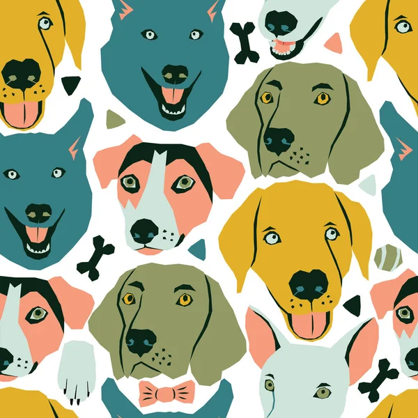Vektor sömlöst mönster med hund munstycken och hund livselement — Stock vektor