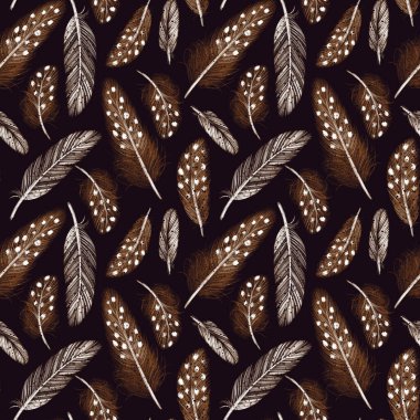 Renkli farklı tüylere sahip sanatsal kusursuz desen