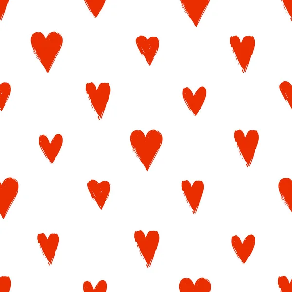 Vector Seamless Pattern Red Grunge Hearts — Stock Vector