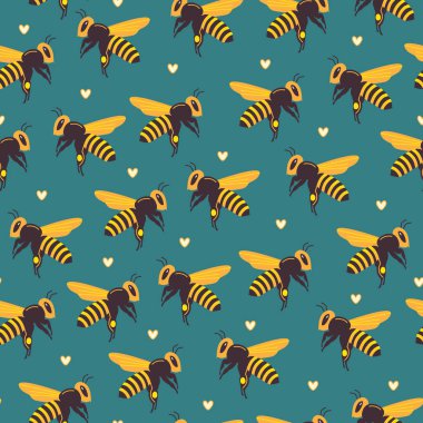 Uçan arılar ve kalplerle kusursuz desen