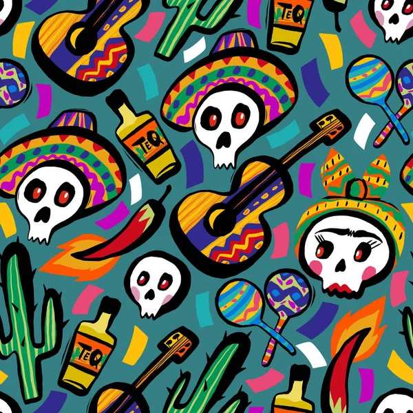 Seamless Holiday Pattern Day Dead All Elements Holiday — Fotografia de Stock