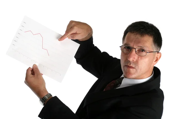 Businessman pointing on graph — Stock Photo, Image