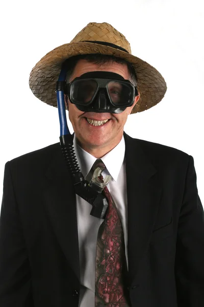 Zakenman in zwemmen masker — Stockfoto