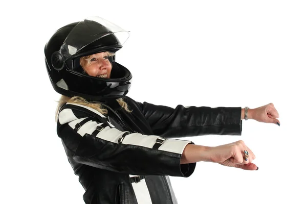 Woman motorcyclist — Stock Photo, Image