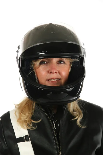 Donna motociclista — Foto Stock