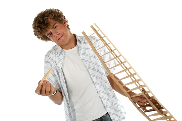 Boy with an airplane — Stock Photo, Image