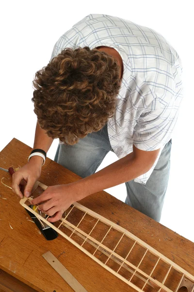 Boy with an airplane — Stock Photo, Image