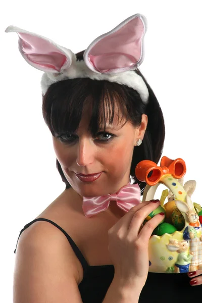 Easter girl holding basket — Stock Photo, Image