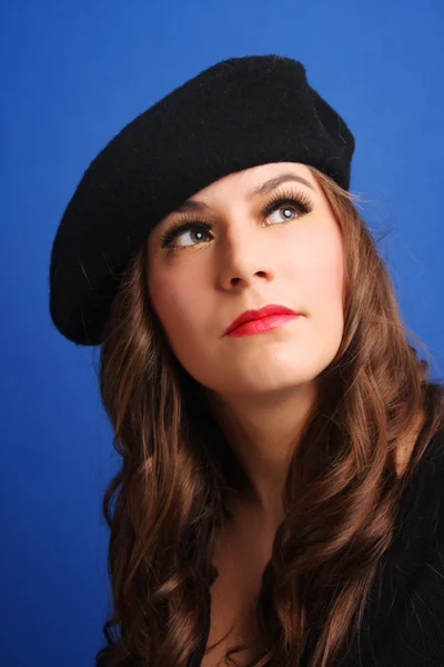 Woman in beret — Stock Photo, Image