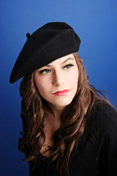 Woman in beret — Stock Photo, Image