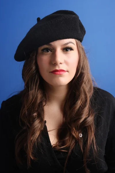 Woman in beret — Stock Photo, Image