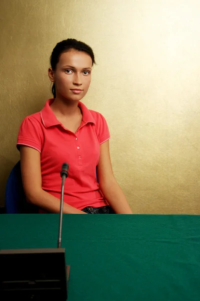 Girl at conference — Stock Photo, Image