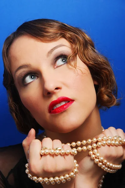 Woman with pearl necklace Royalty Free Stock Photos