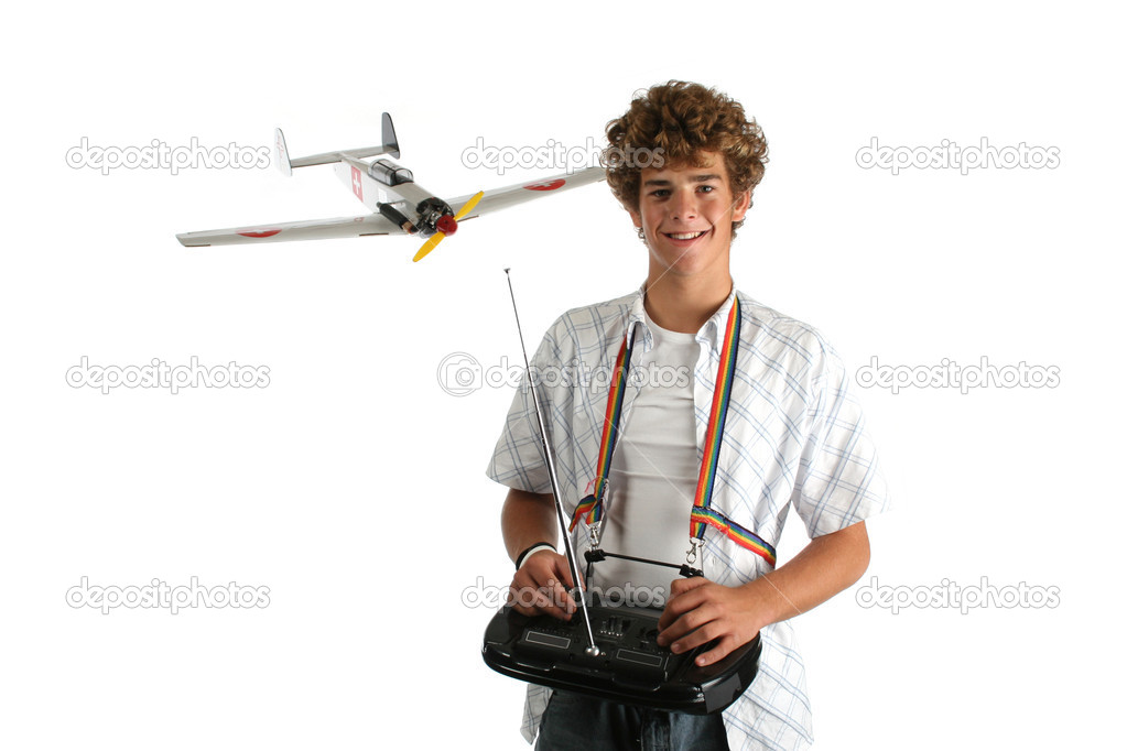 Boy with plastic airplane