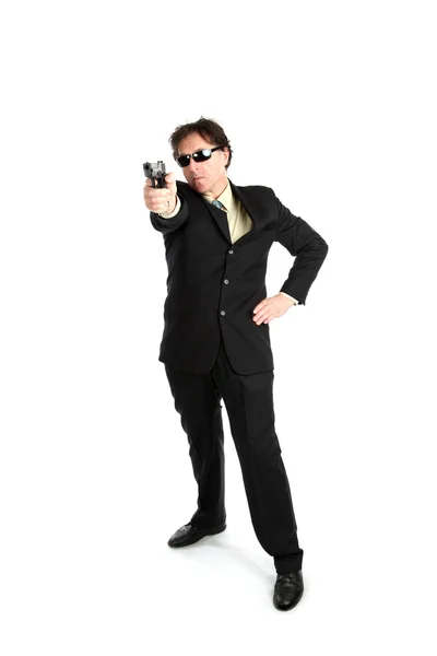 Geschäftsmann mit Waffe — Stockfoto
