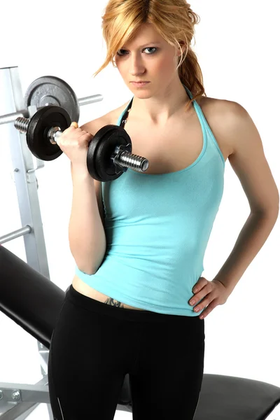 Blonde girl training in fitness — Stock Photo, Image