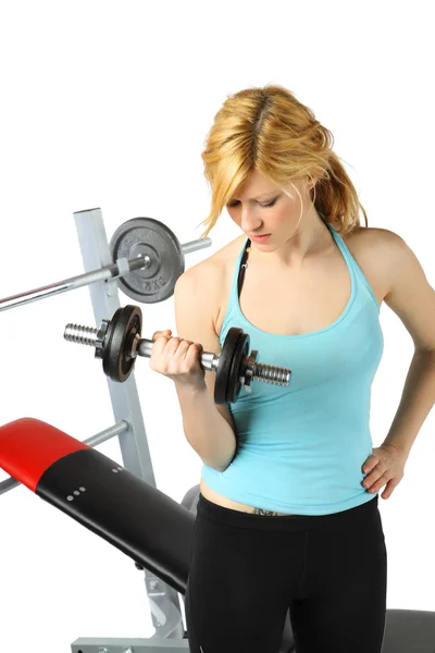 Blonde girl training in fitness — Stock Photo, Image