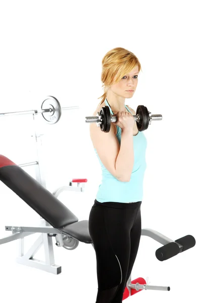 Bolnde flicka utbildning i fitness — Stockfoto