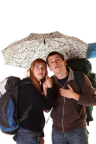 Couple backpacking — Stock Photo, Image