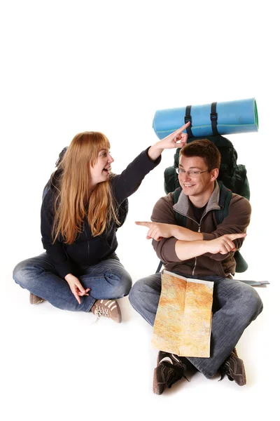 Couple backpacking — Stock Photo, Image