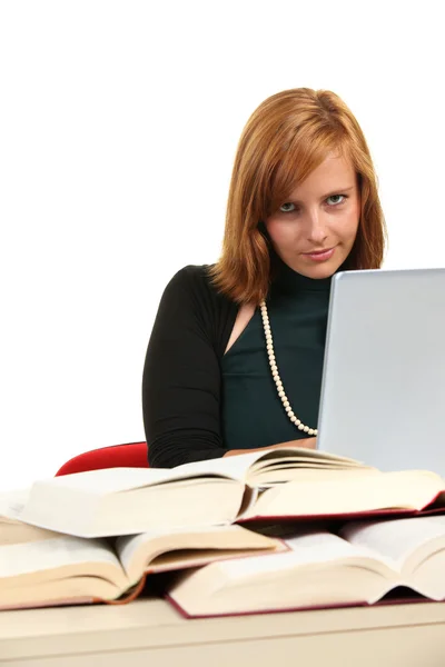 College student met behulp van laptop — Stockfoto