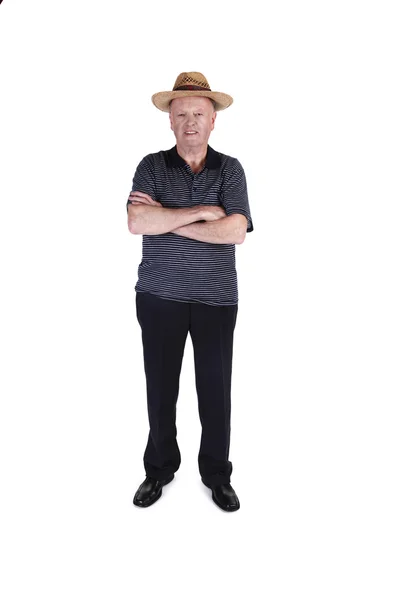 Starší muž v slaměný klobouk — Stock fotografie