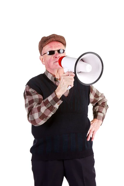 Man Shouting in Megaphone — Stock Photo, Image