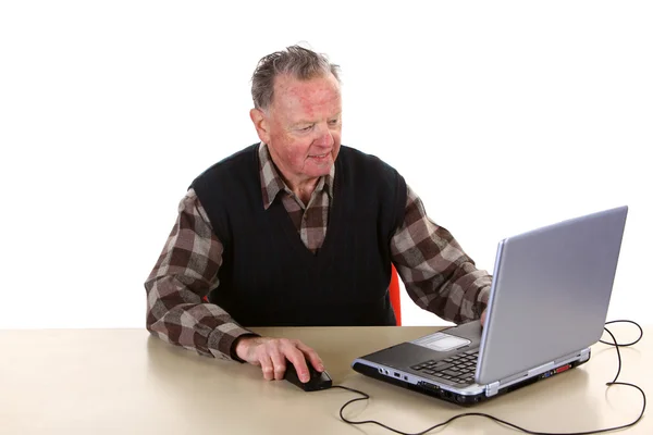 Grandfather with laptop — Stock Photo, Image