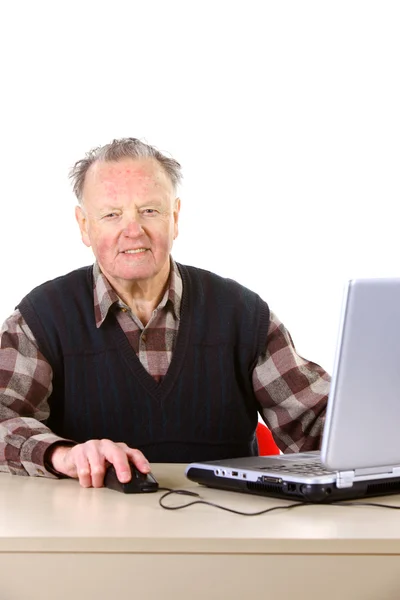 Grandfather with laptop — Stock Photo, Image