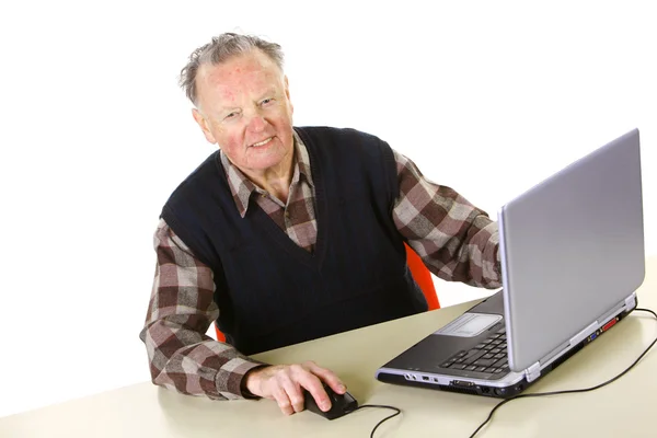 Grandfather with laptop — Stock Photo, Image