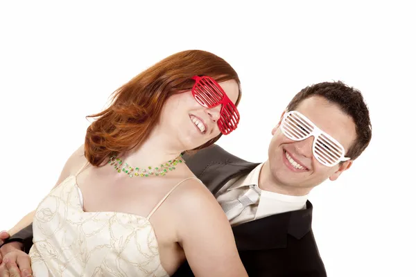 Couple with party glasses — Stock Photo, Image