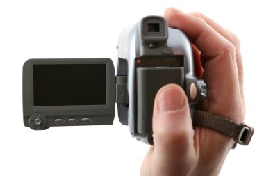 adam tutarak fotoğraf makinesi