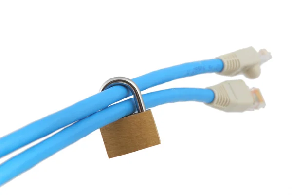 Network cables with padlock — Stock Photo, Image
