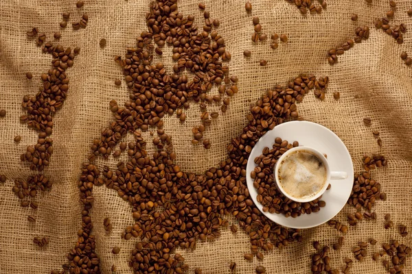 Kaffee im Sack — Stockfoto