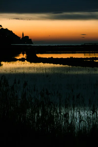 Sunset on saltpans — Stock Photo, Image