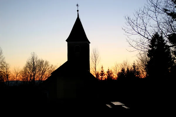 Silhouette di una chiesa Foto Stock Royalty Free