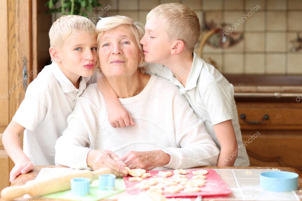 Grandmother enjoying time together with grandchildren