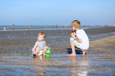 erkek kardeşinle kumsalda oynarken