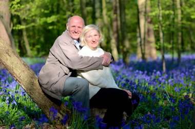 старший пара розслаблюючим у лісі