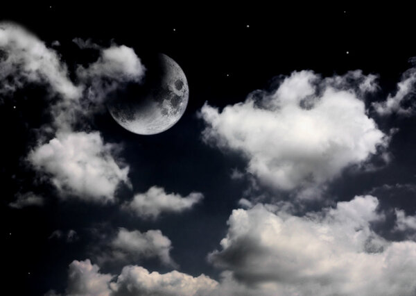 Cloudy sky and moon