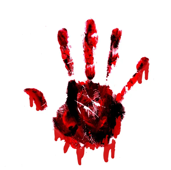 Кровавый отпечаток руки с капельницами — стоковое фото