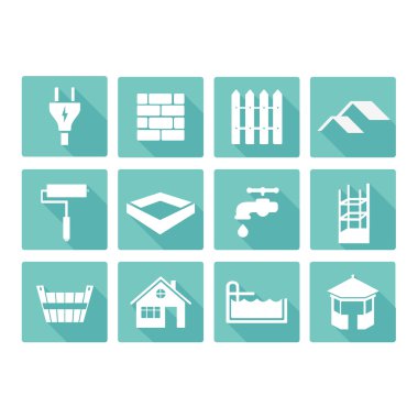 Vektör düz inşaat Icons set