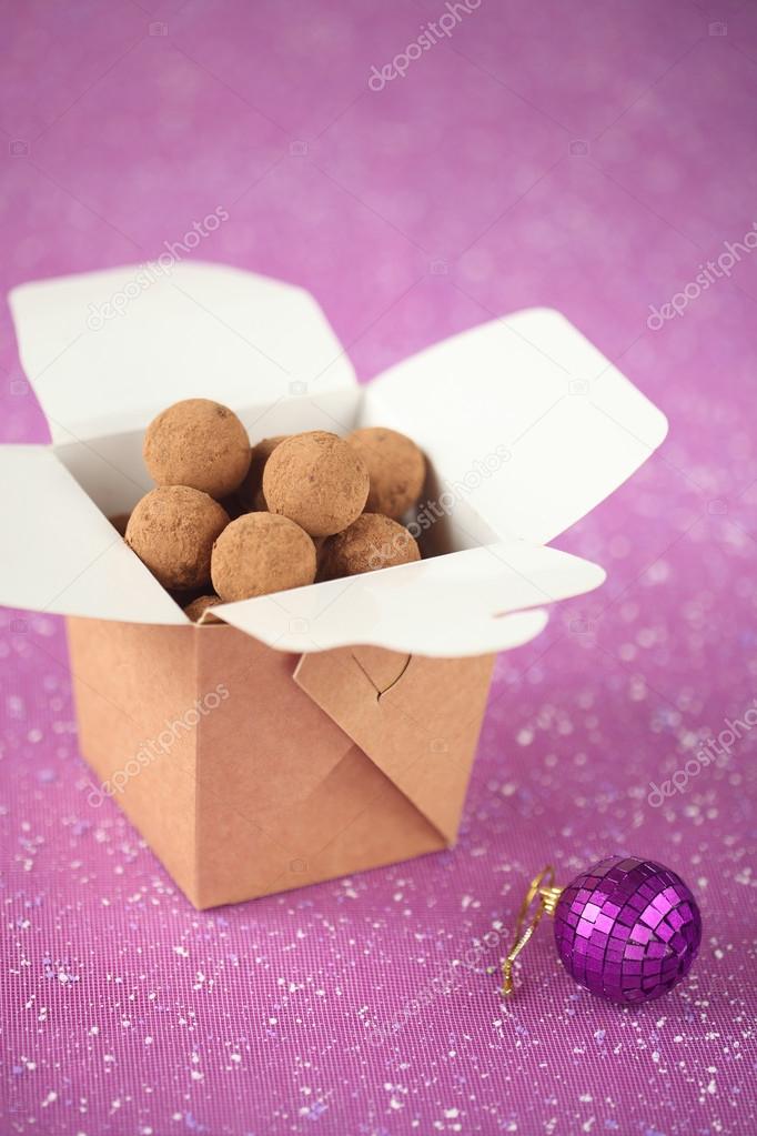 Chocolate Truffles in a brown box