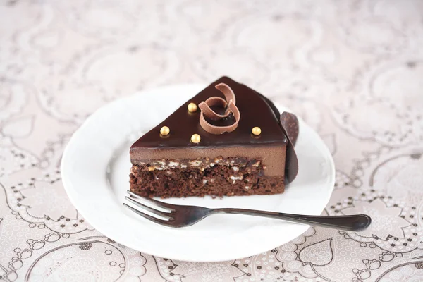 Stuk van chocolademousse taart — Stockfoto