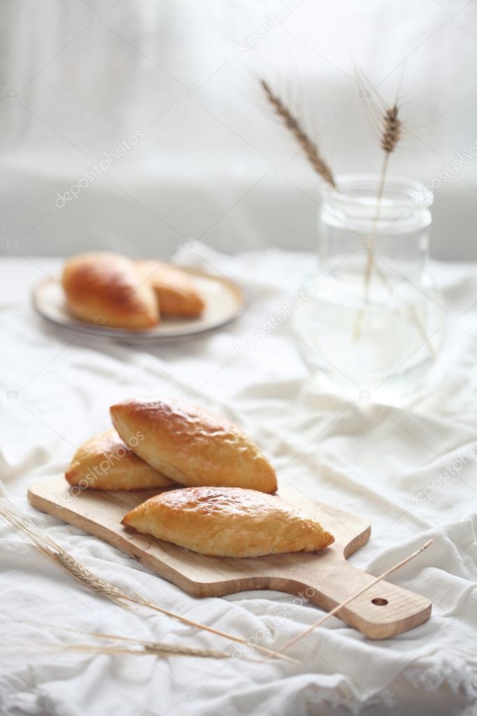 Cabbage Buns on a light background.