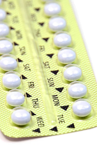 Contraceptive Pill with English Instructions. — Stock Photo, Image