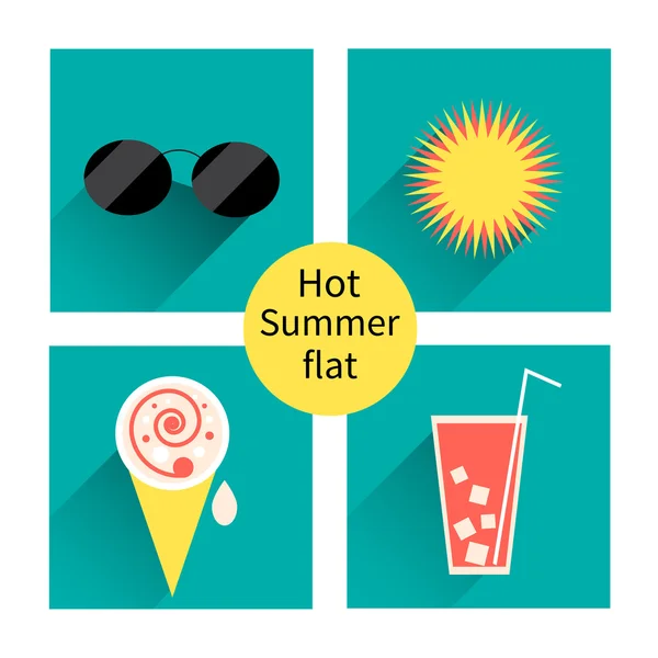 Vecteur des icônes de l'été. tendance design plat. rétro. — Image vectorielle