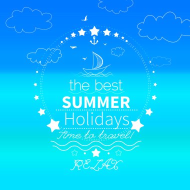 Yaz, sahil görünümü poster. vektör arka plan